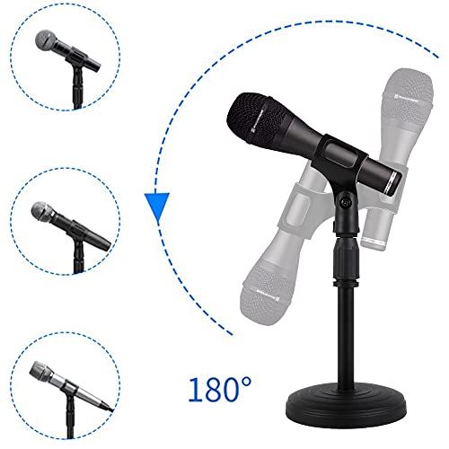 Desktop Microphone Stand,Heavy Duty Table Desk Microphone Stand with Non-Slip Metal Base, 3/8" and 5/8" Adapter Adjustable Height for Blue Yeti Snowball Spark & Other Microphone