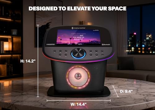 Singing Machine Karaoke Machine Screen, WiFi, Music Apps, 2 Microphones | Portable Karaoke Speaker for Adults & Kids, Ideal for House Parties, Compatible with YouTube & Spotify - color: black