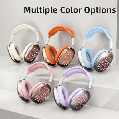 Girl Flower Cherry Clear Case for Airpods Max Headphones Cute Kawaii Bow Soft TPU Ear Cups Cover Anti-Scratch Silicone Ear Pad Protective Case Lovely Headband Cover for Apple Airpods Max - color: Flower cherry 14