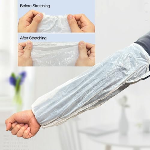 Disposable Oversleeves Covers, 200PCS Plastic Arm Sleeves Covers for Painting Repairing Cleaning Tattooing - White - color: White