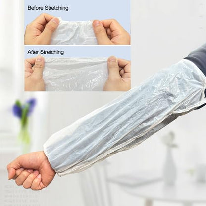 Disposable Oversleeves Covers, 200PCS Plastic Arm Sleeves Covers for Painting Repairing Cleaning Tattooing - White - color: White