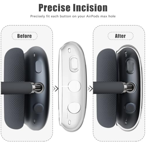 Joyland Silicone Case for AirPods Max Headphones,Black Leaves Soft TPU Ear Cups Cover/Ear Pad Cover/Headband Protection for Apple AirPods Max USB-C/Lightning (2024/2020),Clear Black - color: Black-Black Leaves