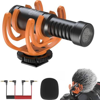 Camera Microphone Shotgun Mic Professional Super Cardioid Video Microphone Perfect for Canon EOS, Nikon DSLR Cameras and Camcorders