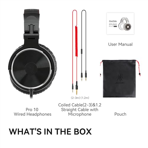 OneOdio Wired Over Ear Headphones Hi-Res Studio Monitor & Mixing DJ Stereo Headsets with 50mm Drivers and 1/4 to 3.5mm Jack for AMP Computer Recording Podcast Keyboard Guitar Laptop - Black (Renewed)