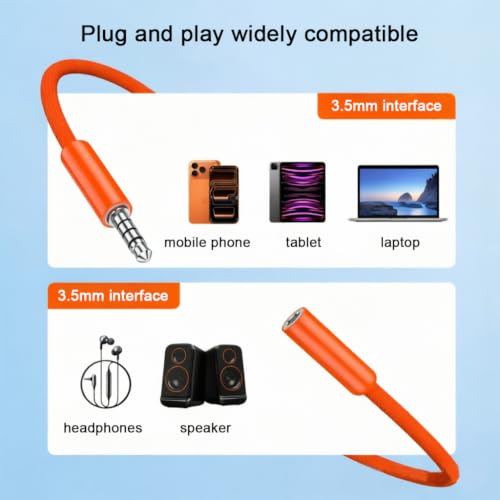 4FT Headphone Extension Cable 3.5mm Male to Female Stereo Audio Extension Cable with Microphone Nylon Braided Aux Adapter Extender Cord for Home/Car Stereos Smartphones Tablets Media Players and More