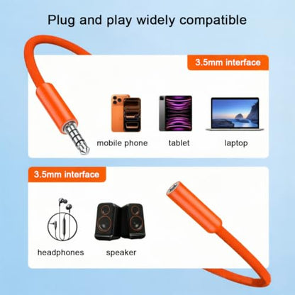 4FT Headphone Extension Cable 3.5mm Male to Female Stereo Audio Extension Cable with Microphone Nylon Braided Aux Adapter Extender Cord for Home/Car Stereos Smartphones Tablets Media Players and More