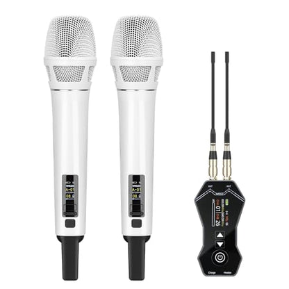 MSS2 Professional Wireless Microphone System, Auto Scan | Dual Antenna Diversity Transmission, 300ft Range, Dynamic Microphones for Karaoke Singing, DJ, Church, Party, Wedding