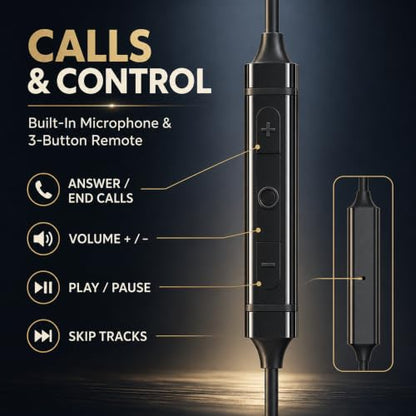 Betron USB-C Wired Earbuds with Microphone | Compatible with iPhone 15/16/17, Samsung Galaxy & Android, Volume Control, Deep Bass, Noise Isolation