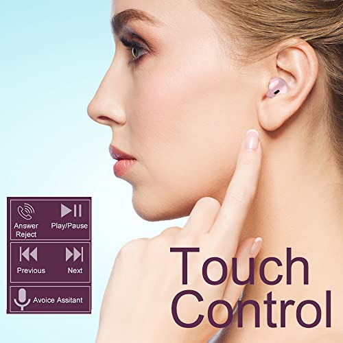 Invisible Mini Wireless Bluetooth Earbuds, Small Semi in-Ear Earbuds for Work & Daily Use, Touch Control, Lightweight for Music & Audiobooks - color: Nude