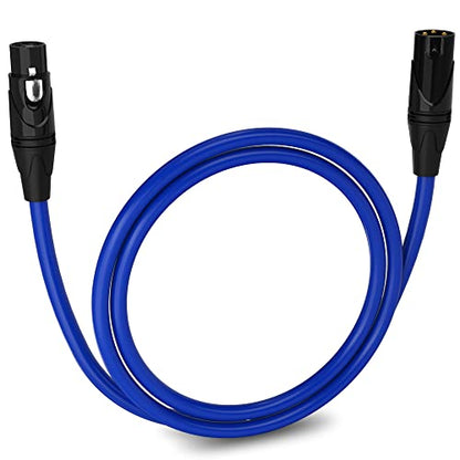 LyxPro 3 ft Balanced XLR Mic Cable, Male to Female, Blue - color: Blue, size: 3 Feet Straight