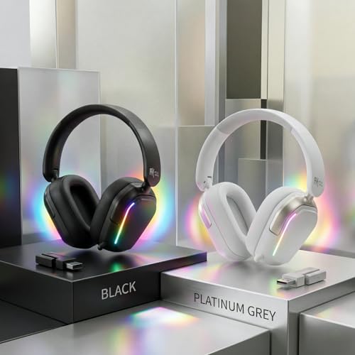 RK ROYAL KLUDGE HG101 V2 Wireless Gaming Headset, 2.4G/Bluetooth 6.0/3.5mm Wired Headphones, 7.1 Surround Sound, 40mm Drivers, Memory Foam Cushions, Works with Xbox, PS4/5, PC, Switch, Black - color: Black