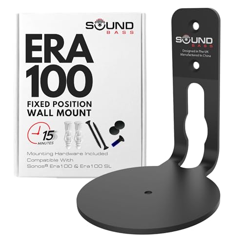 ERA 100 Wall Mount Bracket, Low Profile, Black, Single (1pc) | Compatible with Sonos ERA100 & ERA 100 SL Speaker, Complete with All Fixing Hardware - color: Black, size: Single