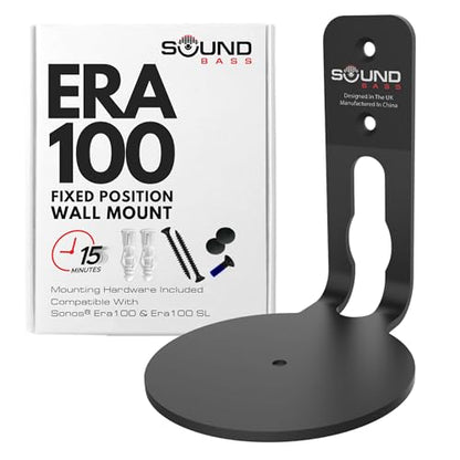 ERA 100 Wall Mount Bracket, Low Profile, Black, Single (1pc) | Compatible with Sonos ERA100 & ERA 100 SL Speaker, Complete with All Fixing Hardware - color: Black, size: Single