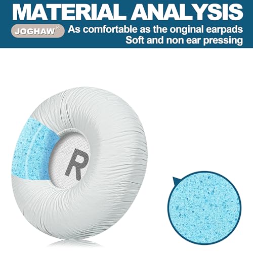 Replacement Ear Pads for JBL Tune 600BTNC/660NC/T600BT/670NC - Protein Leather (Textured PU Leather) with Memory Foam - White - color: White