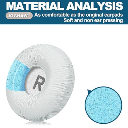 Replacement Ear Pads for JBL Tune 600BTNC/660NC/T600BT/670NC - Protein Leather (Textured PU Leather) with Memory Foam - White - color: White