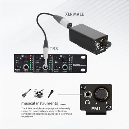 Mini HiFi Headphone Amplifier XLR to 3.5MM Audio Interface Amplifier Converter Clip Mount Portable Headphone Amplifier