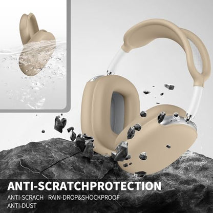 Maxjoy for AirPods Max, Soft Silicone Ear Cups Case/Ear Pad Case/Headband Cover, Anti-Scratch Protective Cover for Apple AirPods Max, Dark Khaki - color: Dark Khaki