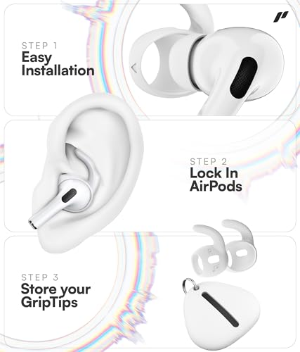 Proof Labs 4 Pairs for AirPods Pro 2 Ear Hooks Covers [Added Storage Pouch] Anti Slip Ear Tips Accessories Compatible with Apple AirPods Pro 2nd Generation (White)
