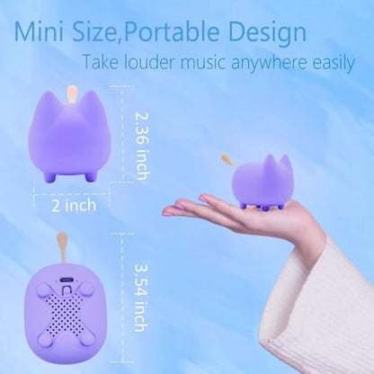 gingo Portable Bluetooth Speakers, Mini Wireless Speakers with Clarity Stereo, Super Bass,TWS Pairing,Built-in Mic,40H Playtime,BT5.3,Powerful Room-Filling Sound, Cute Pet Speaker (Purple) - color: Updated Purple