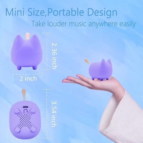 gingo Portable Bluetooth Speakers, Mini Wireless Speakers with Clarity Stereo, Super Bass,TWS Pairing,Built-in Mic,40H Playtime,BT5.3,Powerful Room-Filling Sound, Cute Pet Speaker (Purple) - color: Updated Purple