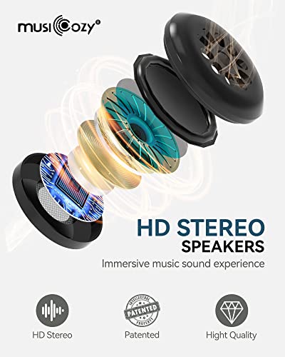 MUSICOZY 3D Sleep Headphones Bluetooth 5.4 Sleep Mask with HD Speakers | Soft Velvet Cotton Fabric, Blackout Design, Side Sleeper Comfort, Washable Style, 14 Hours Playtime, Travel Meditation Gifts - color: Indigo Blue
