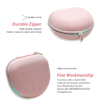 Headphone Case for JLab/Beats/TOZO/JBL/BERIBES/Picun Etc Headphones, Pink | for JLab JBuds Lux ANC/Go Lux ANC, Beats Studio Pro/Solo 4 3,TOZO HT3,KVIDIO Etc Headphone, Hard Shell Case for Travel Home - color: Pink