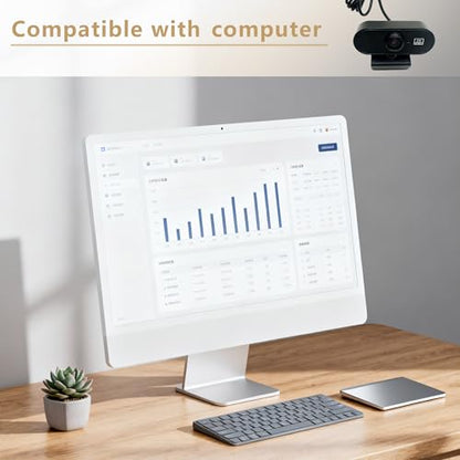 USB HD 1080P Video Webcam and Wide Angle Camera with Built-in Microphone and Rotatable Tripod,for Laptop Computer or Desktop PC,Great for Live Streaming.Calls.Video Conferencing(Black)