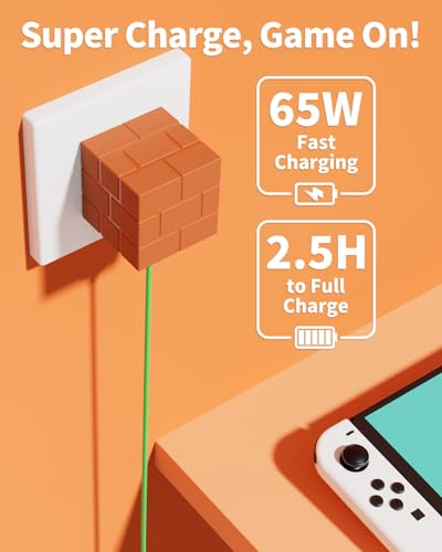 Switch Charger 65W Only for Nintendo Switch1/OLED/Steam Deck/Samsung Dex/iPad/MacBook, Portable Switch TV Dock Station with GaN, PD Fast Charging USB-C Cable