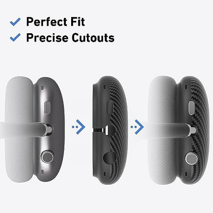 Carbon Fiber Texture Case Cover for AirPods Max Headphones, Black | Soft TPU, Protective Ear Cups Cover Accessories, for Apple AirPods Max (2024/2020)