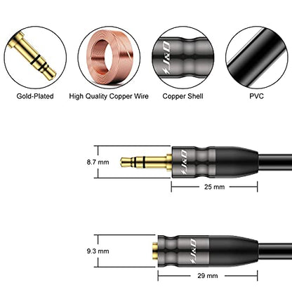 J&D AUX Audio Extension Cable, 3.5mm TRS Male to Female Stereo Adapter, Copper Shell, 6 Feet - size: 6 Feet (1 Pack)