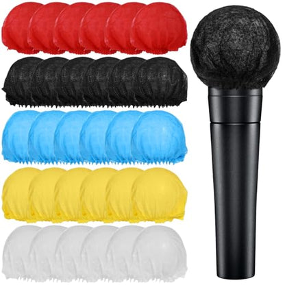 800 Disposable Non-Woven Microphone Windscreens, Elastic Protective Covers for Handheld Mics, Individually Wrapped for Karaoke, Recording & Performance