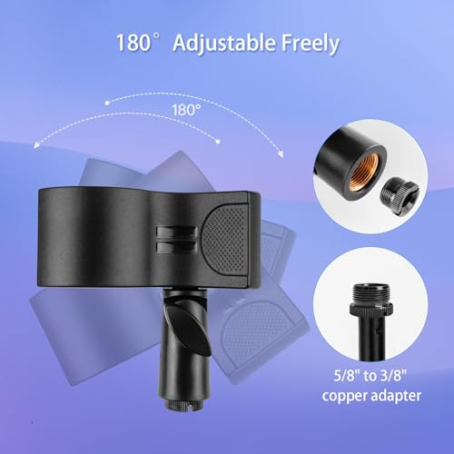 Microphone Holder, Large Mic Accessory Clip for Stands & Tripod | Sturdy ABS, Secure Grip, Foam Liner, Brass 5/8" to 3/8" Adapter, Fits 1.26"–2.3" Handheld Condenser & Dynamic Wireless Mics - size: 2Pcs