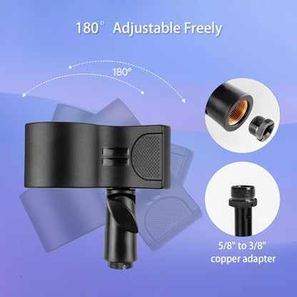 Microphone Holder, Large Mic Accessory Clip for Stands & Tripod | Sturdy ABS, Secure Grip, Foam Liner, Brass 5/8" to 3/8" Adapter, Fits 1.26"–2.3" Handheld Condenser & Dynamic Wireless Mics - size: 2Pcs