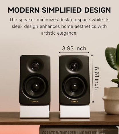 Edifier M60 Multimedia Speaker, 66W RMS Computer Speaker, Classic Oak | Bluetooth 5.3, Hi-Res Audio with LDAC, 3" Mid Bass & 1" Tweeter, USB-C AUX Inputs, Compact Desktop Speaker - color: Classic Oak