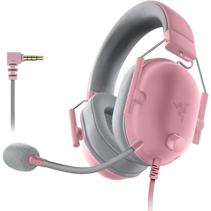Razer BlackShark V2 X Gaming Headset, 50mm Drivers, Quartz Pink - color: Quartz Pink, size: 3.5 mm (Pack of 1), style: PC