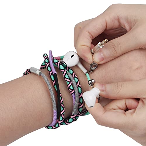 3.5mm in-Ear Wired Braided Bracelet Headphones Earbuds with Built-in Microphone Tangle-Free Cord Heavy bass Remote for iPhone, iPad, Mac