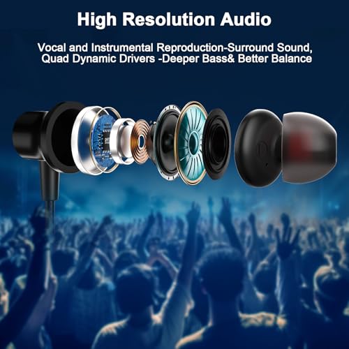 Jelanry Wired Earbuds 3.5mm Headphones with Mic, Elbow Magnetic in-Ear Audio 3.5mm Noise Canceling Earphones HiFi Stereo Clear Call Volume Control for Airplanes/Nintendo/Switch/Kindle/MP3/Android