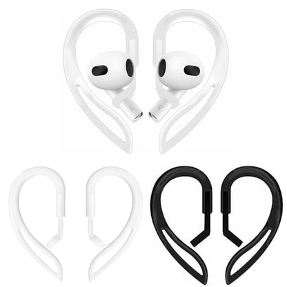 3 Pairs Ear Hooks for AirPods Pro 3/2/1 AirPods 4 3 2 1 [360° Rotatable Multi-Dimensional Adjustable] Silicone Soft Comfortable Anti-Slip Sports Clamp (Transparent & Black & White) - color: Transparent & Black & White
