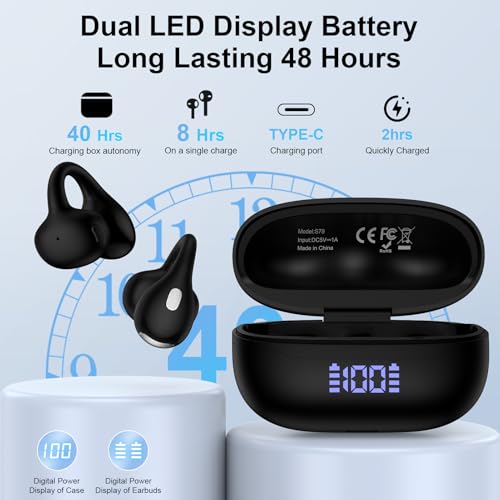 Clip On Earbuds Samsung Wireless Ear Buds Bluetooth 5.4 Open Ear Headphones | for Samsung Galaxy S26 Ultra S26Plus S26 A37 A57 S25 FE A17 A16 A36, 48H Playtime Open Ear Earbuds for iPhone 17e 17 Pro Max