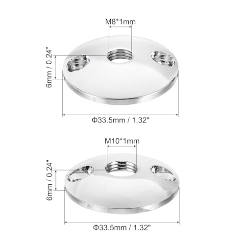 PATIKIL M8 Gooseneck Flange Mount, Female Thread Nut Screw Round Base Desk Table Mounting for Gooseneck Hose Adapter, Aluminum Silver - color: Silver, size: M8