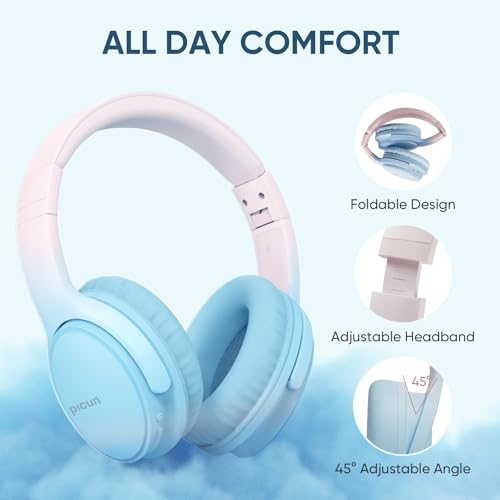 Wireless Headphones, Bluetooth Over Ear Headsets with Microphone, Hi-Fi Audio, 60H Playtime, Touch Control, Foldable Lightweight, On-Ear Headphones for Girls Women, Travel, Work, - color: Baby Blue