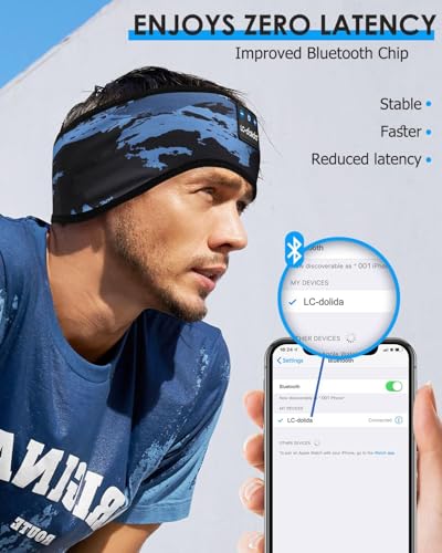 LC-dolida Sleep Headphones Bluetooth Headband, Sleep Headphones Wireless Bluetooth with Ultra-Thin HD Stereo Speaker, Sleep Headband Earphones for Workout Yoga Insomnia Meditation Gifts(Blue) - color: Azure