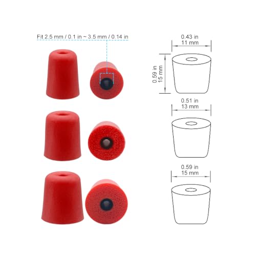 Klowcok Foam Replacement Ear Tips for Walker's, Westone, Shure, Plugfones | Earbuds Tips Compatible with Etymotic, Elgin, ISOtunes PRO Earbuds, IEM ear tips,Comfort Fit, 3Pairs (Assorted -S/M/L) Red