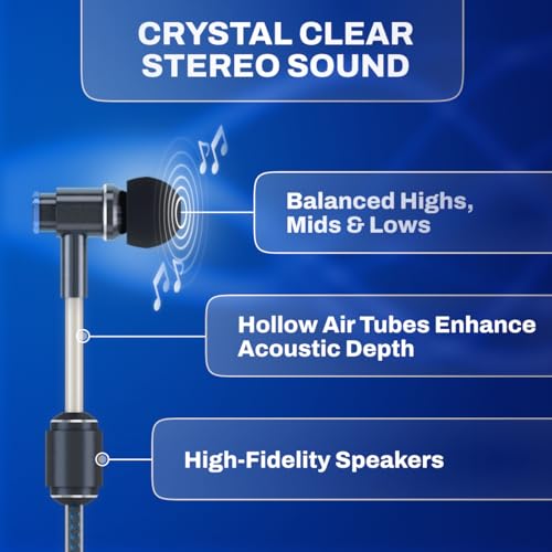 DefenderShield EMF Protection Air Tube Wired Earphones with Foam Tips | EMF Wired Earbuds with Microphone – Built-In Audio Controls & 3 Ear Tip Sizes, USB-C Plug For Gaming/PC/Computer/iPad/Phone - style: USB-C with Foam Tips