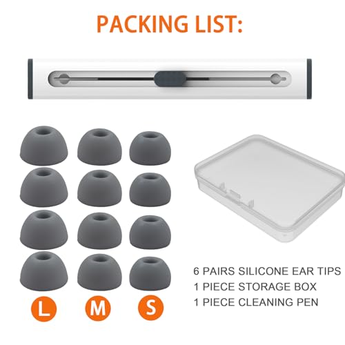 6 Pairs Replacement Silicone Ear Tips Compatible with Beats Studio Buds/Fit Pro/Studio Buds +, Silicone Earbuds Eartips Buds Cover Set for Beat Studio Buds (Dark Grey with Pen) - color: Dark Grey with Pen