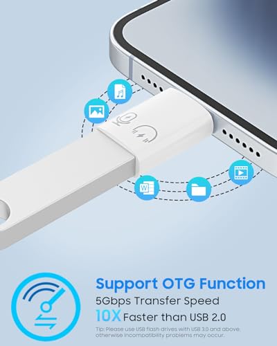 MoKo for DJI Mic Mini USB C to Lightning Adapter, Lightning to USB-A Adapter Compatible with iPhone 14/13/12/11/Wireless Microphone Receiver, Support Charging, Data Transfer, Earpods | Compatible with iPhone 14/13/12/11/Wireless Microphone Receiver, Suppo