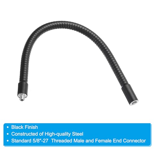 PATIKIL 12" Gooseneck, 2 Pcs 1/4"-20 Female to Male Thread Metal Universal Hose Flexible Arm Gooseneck Tube Extension Holder for Action Camera, Phone, Microphone, Black - size: 12 Inch