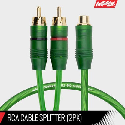 Install Link RCA Y Adapter Cable, 1-Female to 2-Male Splitter, 2-Pack (OFC) | Pure OFC Copper, 1ft, Feeds One Stereo Signal to Two Components, for Subwoofer, Home Theater, Car Audio Amplifier, Studio - color: Frosted Green, size: 1-Female to 2-Male