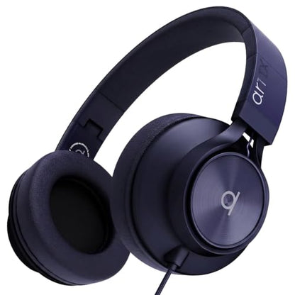ARTIX Over Ear Headphones Wired with Mic, Corded Head Phones (3.5mm Jack) - color: Midnight Blue