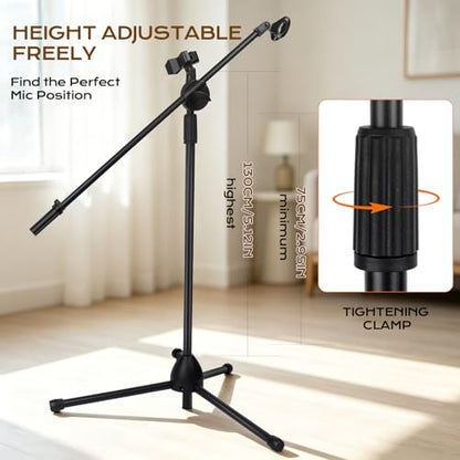 Bullfighter Mic Stand Floor Universal Adjustable Tripod Microphone Stand,Dual-Use Mic Boom Stands,Stable On Stage Mic Stand for Singing,Live Streaming,Karaoke,Events & Studio Church Metting